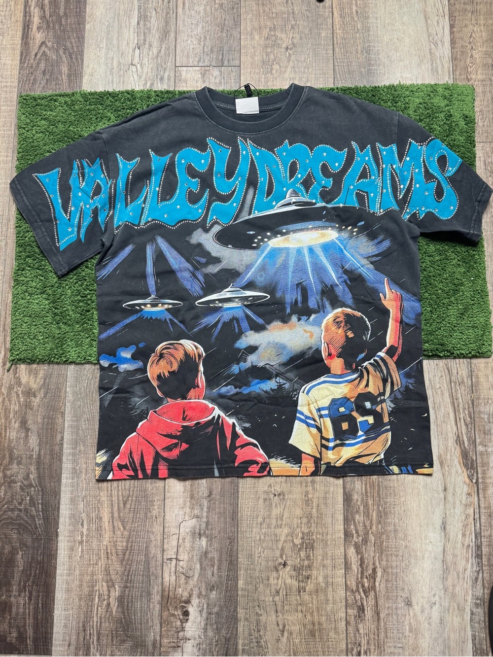 Graphic Vale Tee for Men in Black & Blue